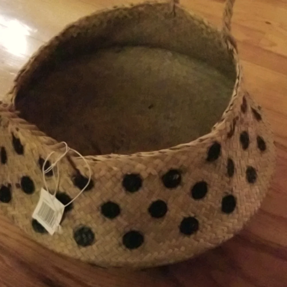 Round Dotted Wicker Collapsible Basket